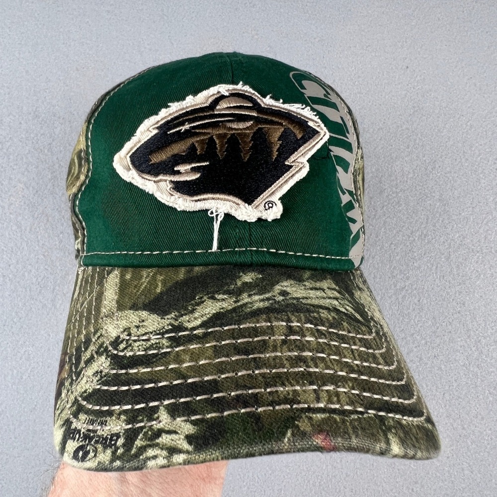 Minnesota Wild NHL Hat Mens OSFA Green Camo Mossy Oak Adjustable Hockey Cap